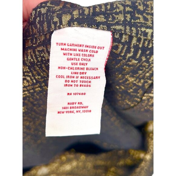 RUBY RD METALLIC GOLD & BLACK TEXTURED BLAZER JACKET W/ BEAD/BUTTON ACCENTS - 12 - Picture 5 of 6